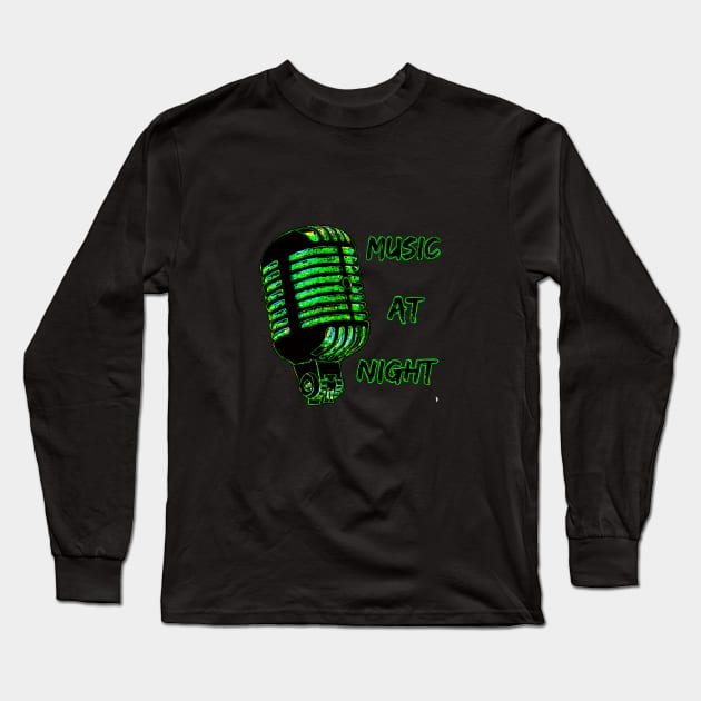 retro microphone , music by night. Long Sleeve T-Shirt by Bird